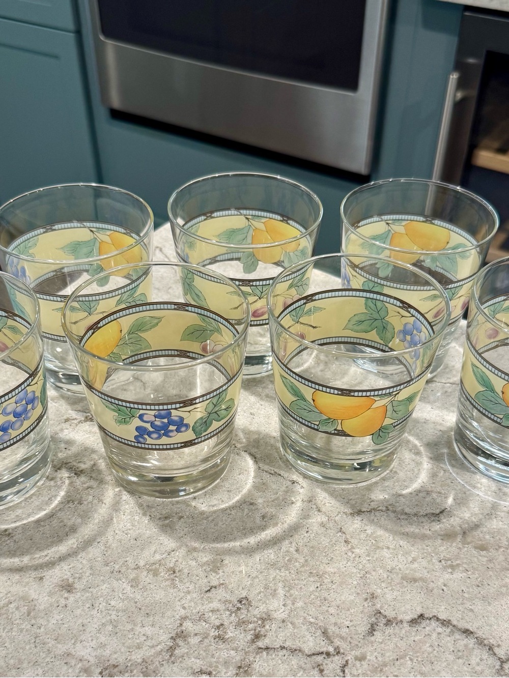 Rare! Set of 7 Mikasa Garden Harvest 10 Oz Double Old Fashioned Glasses NWOT